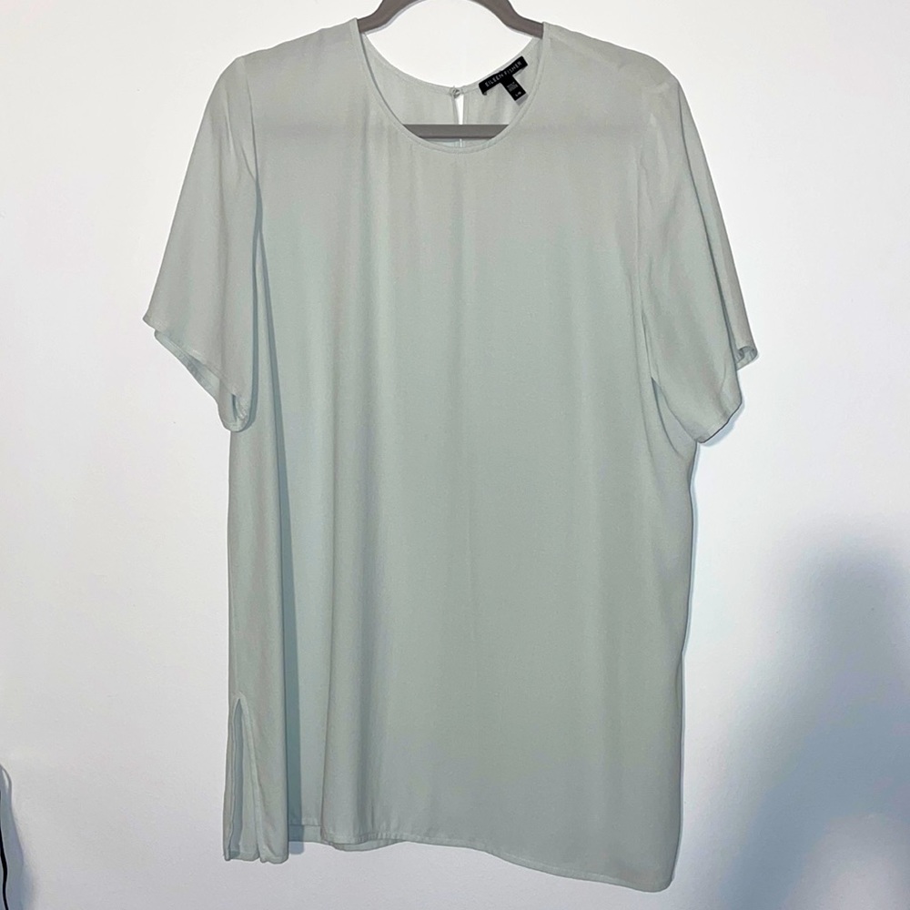 Eileen Fisher blouse gray color 100%silk size large